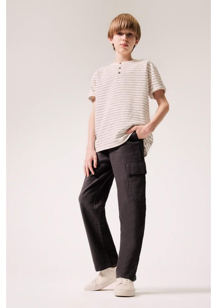 Erkek Çocuk Standart Paça Keten Karışımlı Pantolon D7688A825SP