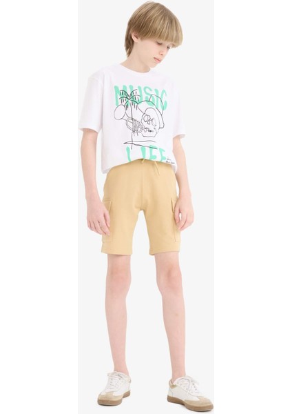 Erkek Çocuk Bisiklet Yaka Baskılı Kısa Kollu Tişört E0184A825HS