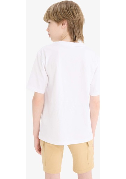 Erkek Çocuk Bisiklet Yaka Baskılı Kısa Kollu Tişört E0184A825HS