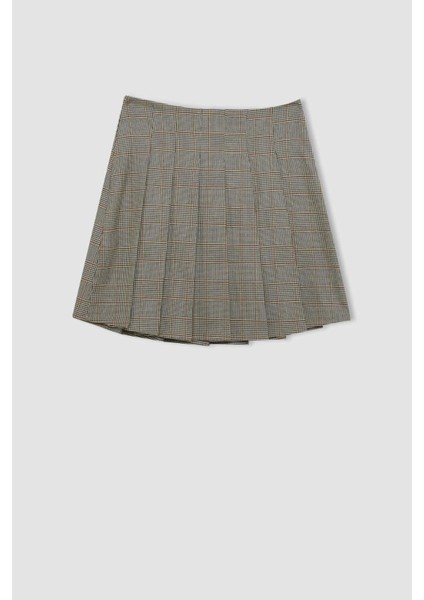 A Form Kareli Normal Bel Pileli Mini Etek D3275AX24AU