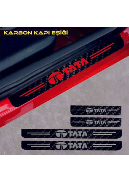 Tata Indigo Için Özel Yeni Uyumlu Aksesuar Oto Kapı Eşiği Özel Yeni Sticker Karbon 4 Adet