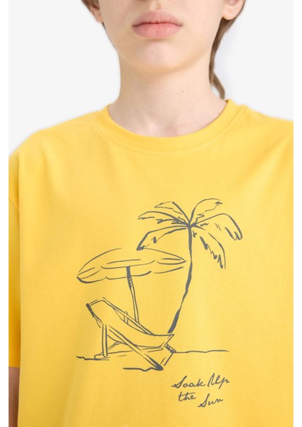 Erkek Çocuk Bisiklet Yaka Baskılı Kısa Kollu Tişört E0189A825HS