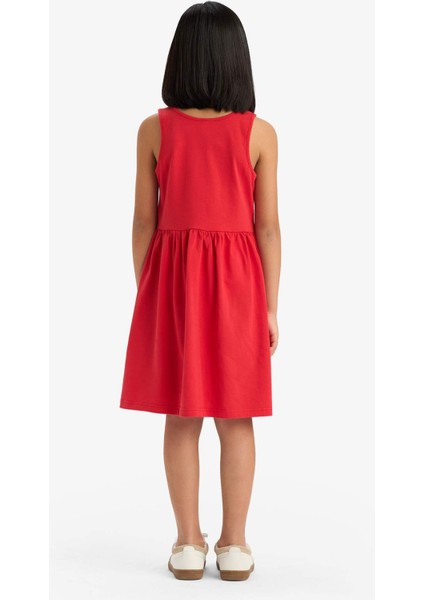 Kız Çocuk Bisiklet Yaka Basic Düz Kolsuz Yazlık Elbise B4336A825SM