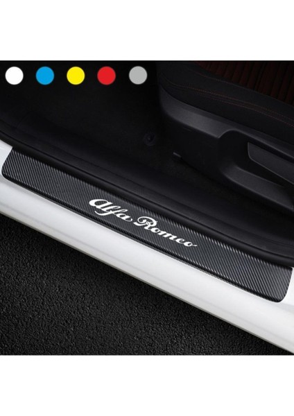 Alfa Romeo Için Özel Yeni Uyumlu Aksesuar Oto Kapı Eşiği Özel Yeni Sticker Karbon 4 Adet