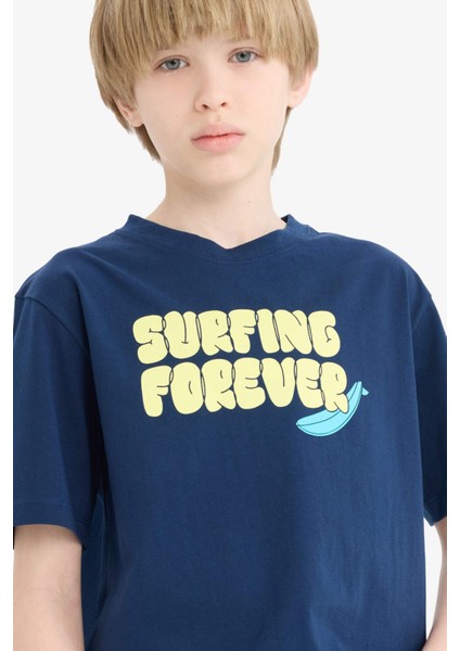 Erkek Çocuk Bisiklet Yaka Baskılı Kısa Kollu Tişört E0183A825HS