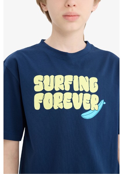 Erkek Çocuk Bisiklet Yaka Baskılı Kısa Kollu Tişört E0183A825HS