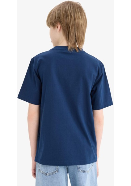 Erkek Çocuk Bisiklet Yaka Baskılı Kısa Kollu Tişört E0183A825HS