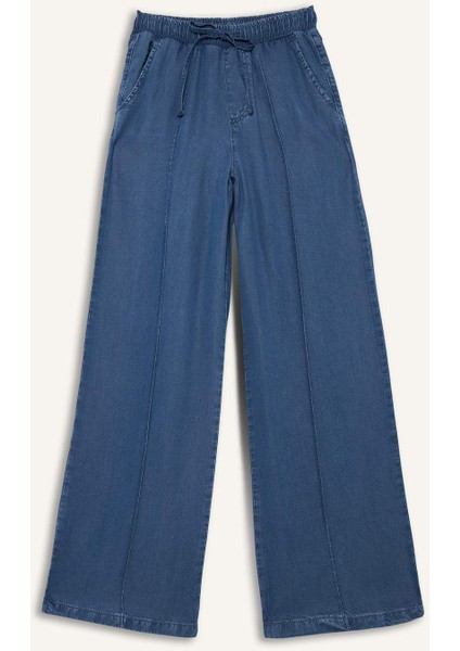 Pull On Wide Leg Yüksek Bel Uzun Tensel Yıkamalı Pantolon D8243AX25SM