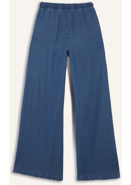 Pull On Wide Leg Yüksek Bel Uzun Tensel Yıkamalı Pantolon D8243AX25SM