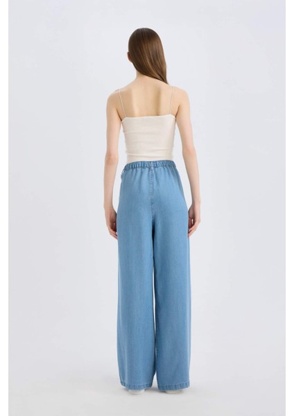 Pull On Wide Leg Yüksek Bel Uzun Tensel Yıkamalı Pantolon D8238AX25SM