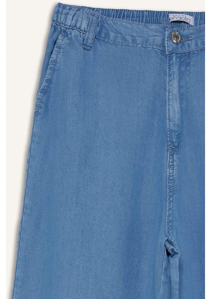 Pull On Wide Leg Yüksek Bel Uzun Tensel Yıkamalı Pantolon D8238AX25SM