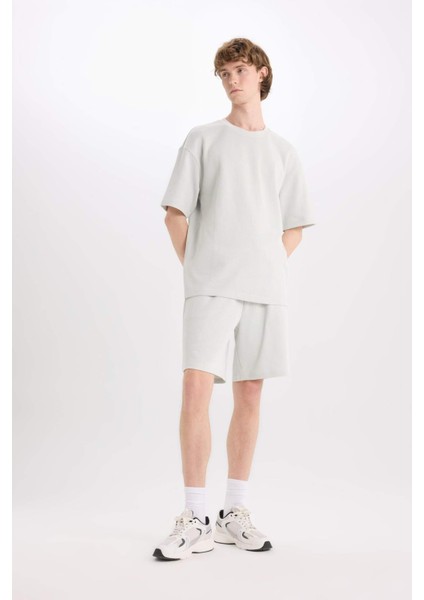 %100 Pamuk Regular Fit Düz Paça Şort E0442AX25SM