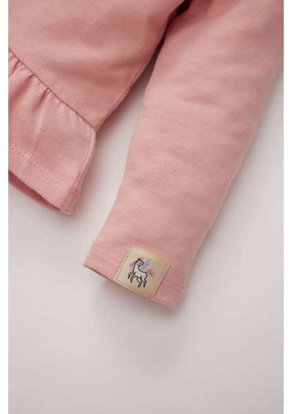 Kız Bebek 2'li Takım Sweatshirt Unicorn Baskılı Beli Lastikli Alt