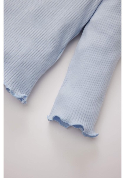 Kız Bebek 2'li Takım Çiçekli Fitilli Kaşkorse Uzun Kollu Tişört Beli Lastikli Alt Y1122A225SP