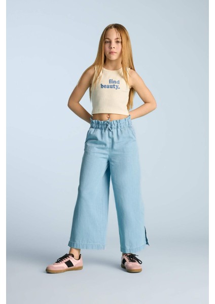 Kız Çocuk Culotte Geniş Paça Jean Pantolon D7102A825SM
