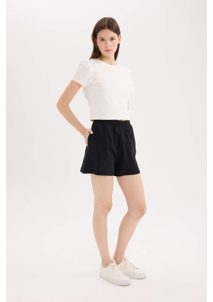 Beli Lastikli Cepli Düz Paça Şort U3357AZ25SM