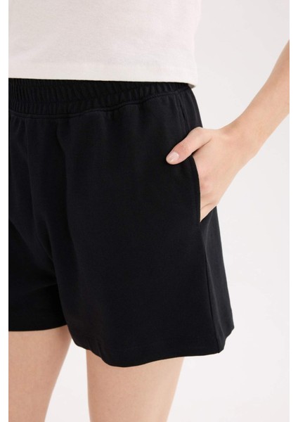 Beli Lastikli Cepli Düz Paça Şort U3357AZ25SM