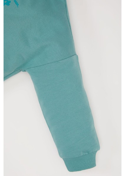 Kız Bebek 2'li Takım Çiçekli Sweatshirt Beli Lastikli Eşofman Altı C2504A525SP