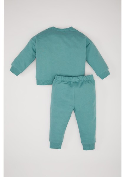 Kız Bebek 2'li Takım Çiçekli Sweatshirt Beli Lastikli Eşofman Altı C2504A525SP