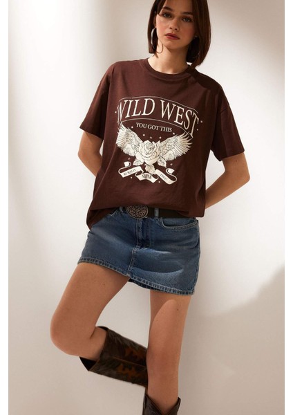 Yüksek Bel Jean Şort Etek E0567AX25SM