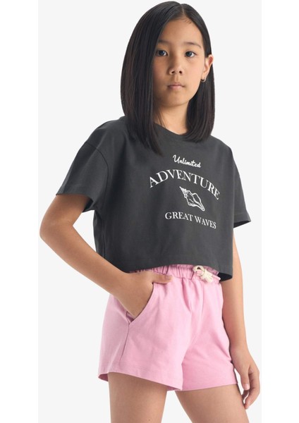 Kız Çocuk Beli Lastikli Baskılı Şort A2455A825HS