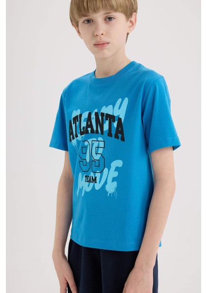 Erkek Çocuk Bisiklet Yaka Baskılı Kısa Kollu Tişört E0186A825HS