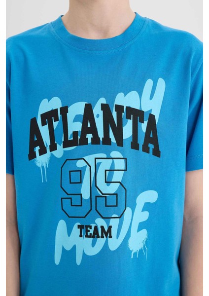 Erkek Çocuk Bisiklet Yaka Baskılı Kısa Kollu Tişört E0186A825HS