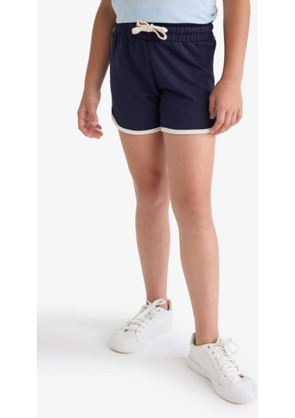 Kız Çocuk Beli Lastikli Basic Düz Şort