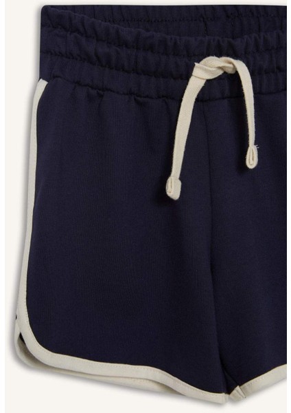 Kız Çocuk Beli Lastikli Basic Düz Şort