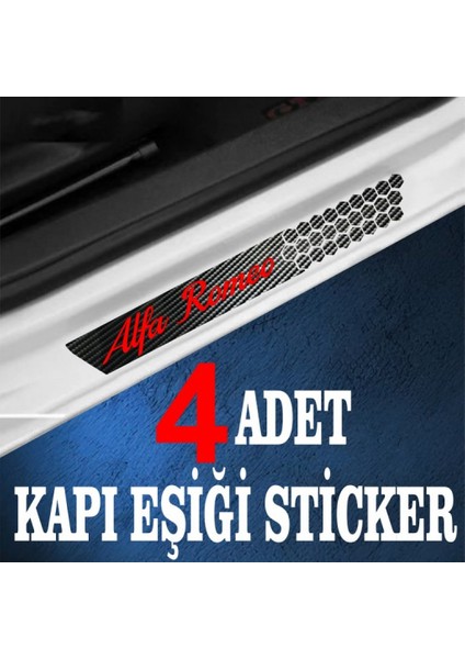 Alfa Romeo Uyumlu Özel Oto Kapı Eşikleri Sticker Karbon 4 Adet modelleri