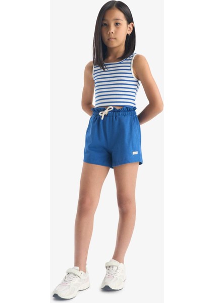 Kız Çocuk Beli Lastikli Baskılı Şort