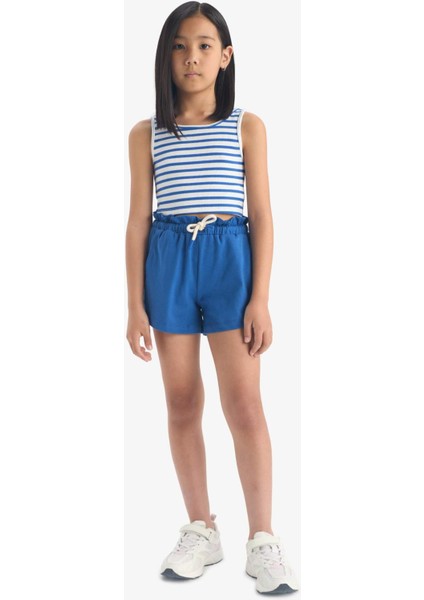 Kız Çocuk Beli Lastikli Baskılı Şort