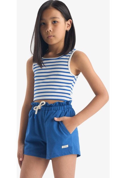 Kız Çocuk Beli Lastikli Baskılı Şort