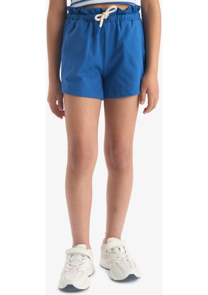 Kız Çocuk Beli Lastikli Baskılı Şort