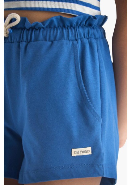 Kız Çocuk Beli Lastikli Baskılı Şort