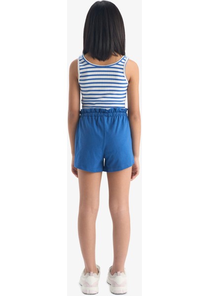 Kız Çocuk Beli Lastikli Baskılı Şort