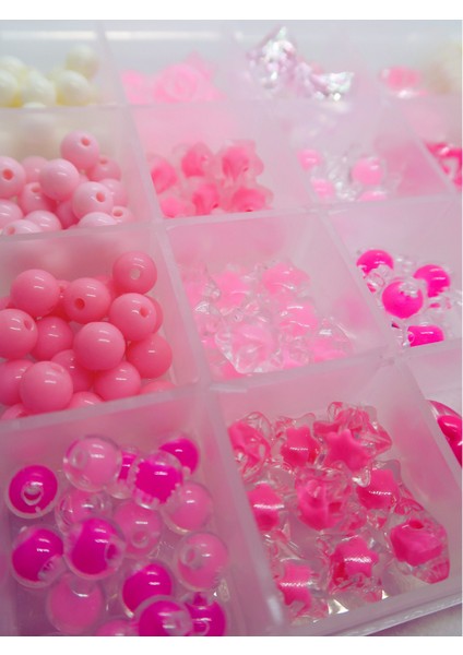 24 Gözlü Pembe Boncuk Seti Kendin Yap Hobi Çocuklar Için Takı Yapma Seti Kum Boncuk fiyatları