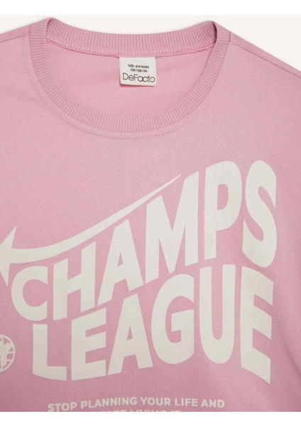 Kız Çocuk Bisiklet Yaka Baskılı Kısa Kollu Tişört E0352A825SM