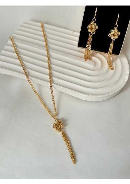 Altın Kaplama Kolye Küpe Seti Şık Göz Alıcı Set Bayramlık Davetler Için Eşe Anneye Hediye Kutulu fırsatları