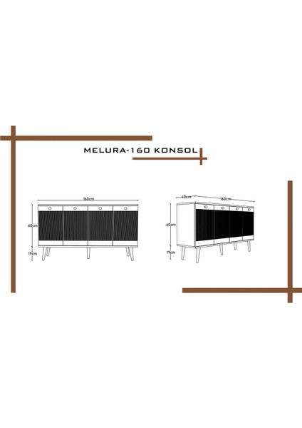 Melura Konsol 160 cm %100 Mdf Lake Ahşap Ayaklı fırsatları