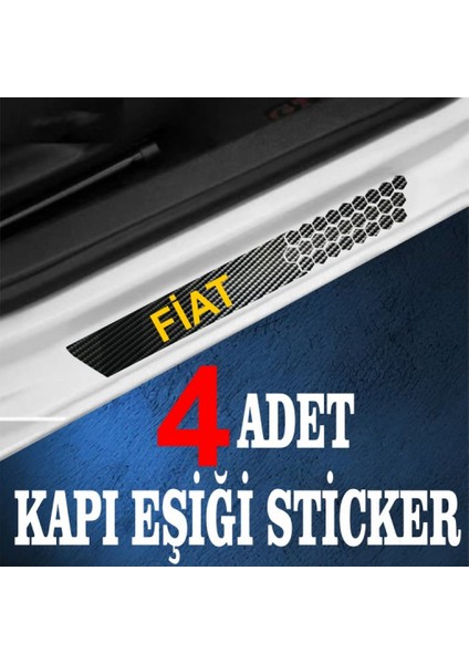 Fiat Uyumlu Özel Oto Kapı Eşikleri Sticker Karbon 4 Adet fiyatları