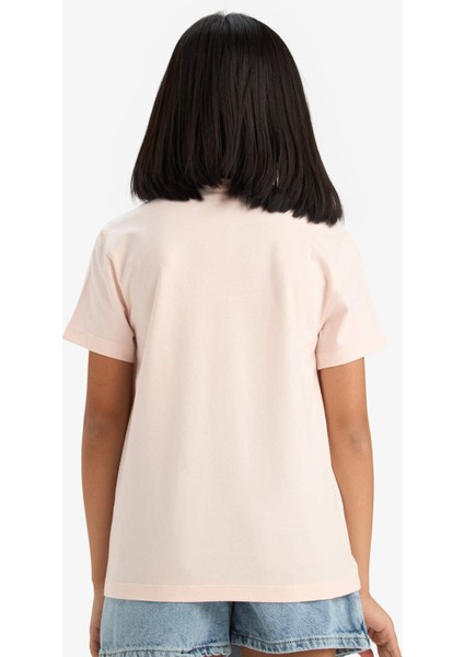 Kız Çocuk Bisiklet Yaka Anime Baskılı Kısa Kollu Tişört E0350A825SM