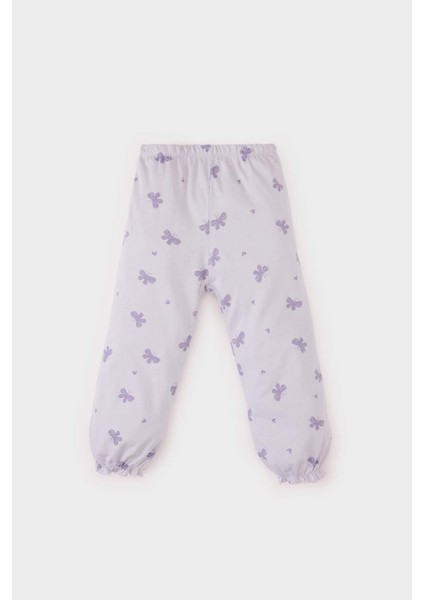 Kız Bebek Pijama Takımı Penye Kelebek Desenli Uzun Kollu Üst Beli Lastikli Uzun Alt D9074A525SP
