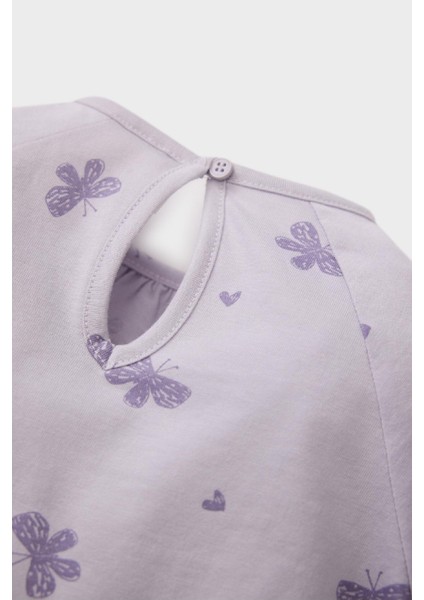 Kız Bebek Pijama Takımı Penye Kelebek Desenli Uzun Kollu Üst Beli Lastikli Uzun Alt D9074A525SP