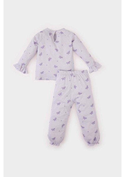 Kız Bebek Pijama Takımı Penye Kelebek Desenli Uzun Kollu Üst Beli Lastikli Uzun Alt D9074A525SP