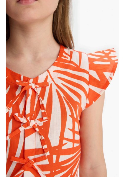 Kız Çocuk Desenli Kısa Kollu Bluz E0743A825SM