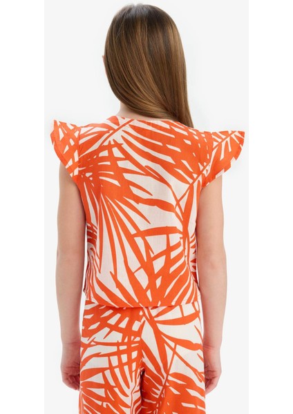 Kız Çocuk Desenli Kısa Kollu Bluz E0743A825SM