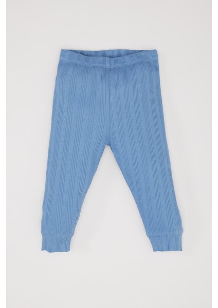 Erkek Bebek Pijama Takımı Fitilli Kaşkorse Dinozor Baskılı Uzun Kollu Üst Beli Lastikli Uzun Alt