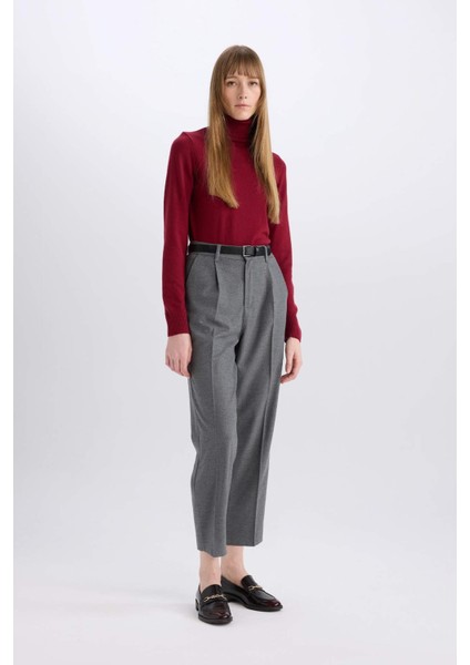 Carrot Fit Pantolon Yüksek Bel Cepli Pensli Kısa Geniş Paça E0573AX24AU