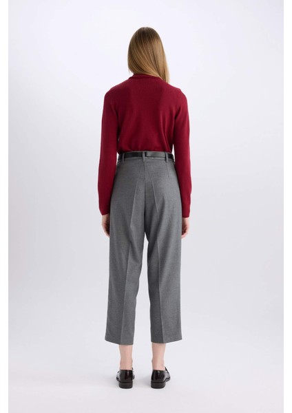 Carrot Fit Pantolon Yüksek Bel Cepli Pensli Kısa Geniş Paça E0573AX24AU